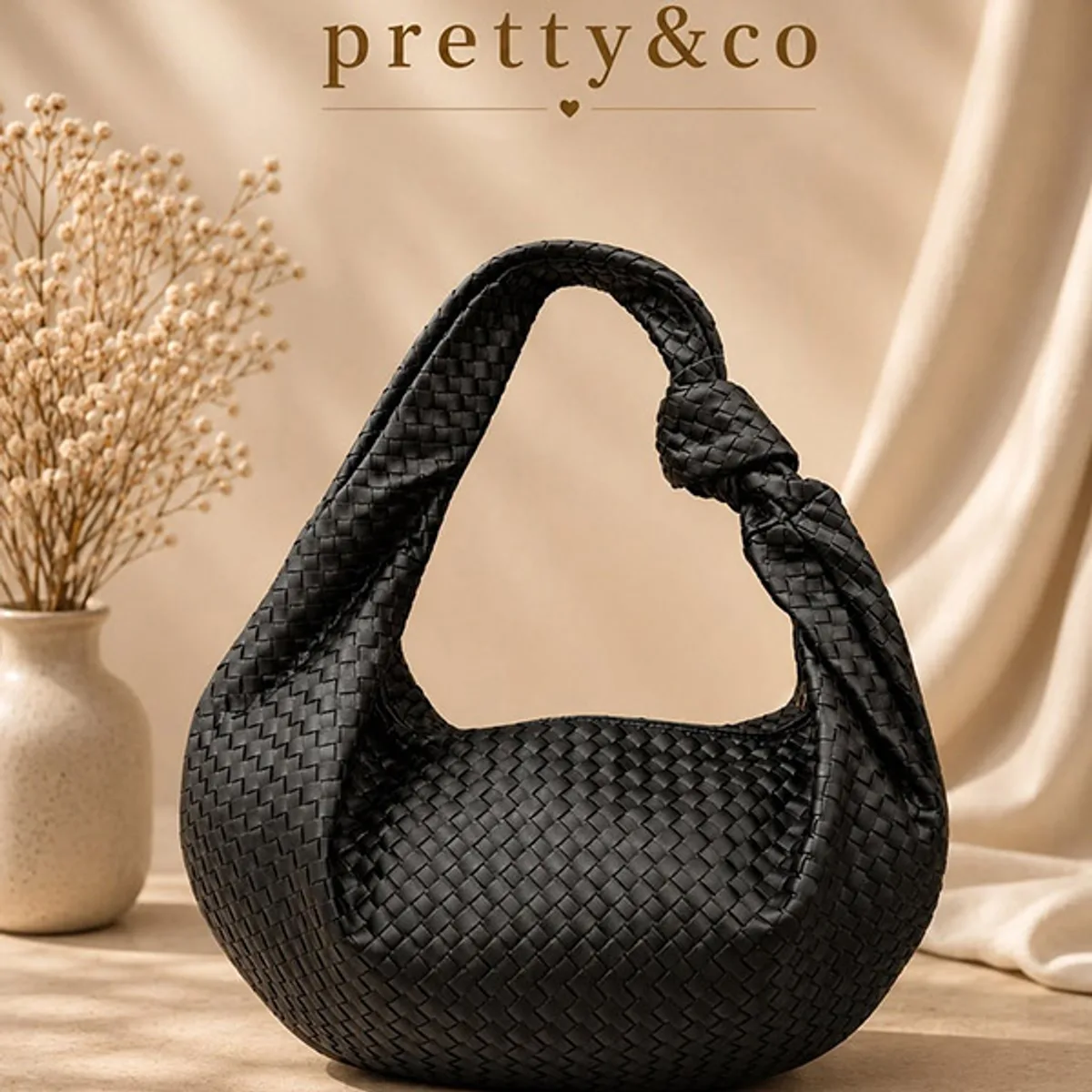Woven knot hobo bag