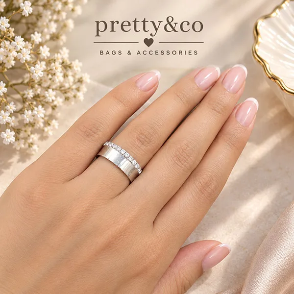 Crystal top Strip silver Ring