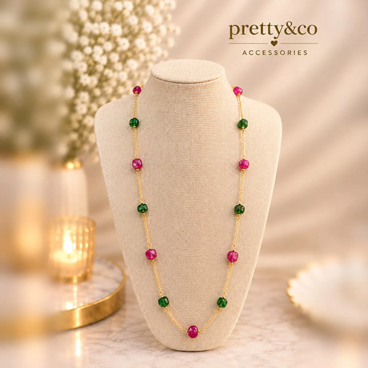 Long stones necklace