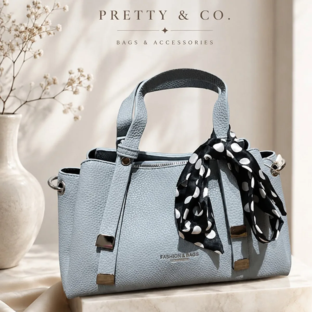 Polka dot scarf mini handbag